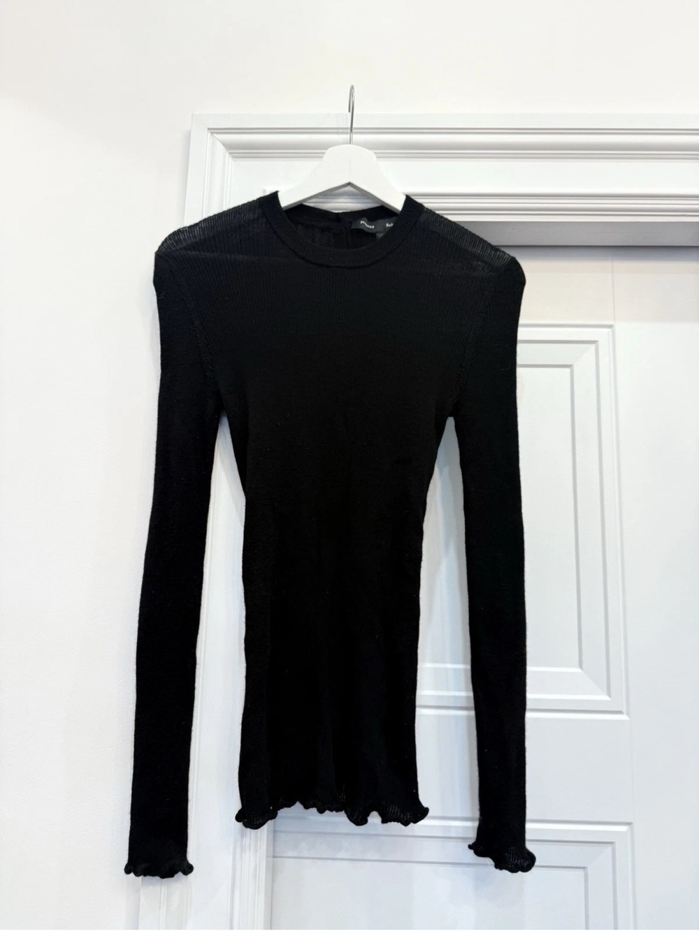 PROENZA SCHOULER RIBBED LONGSLEEVE WOOL BLACK MEDIUM BUTTONS BACK  $1200 RET